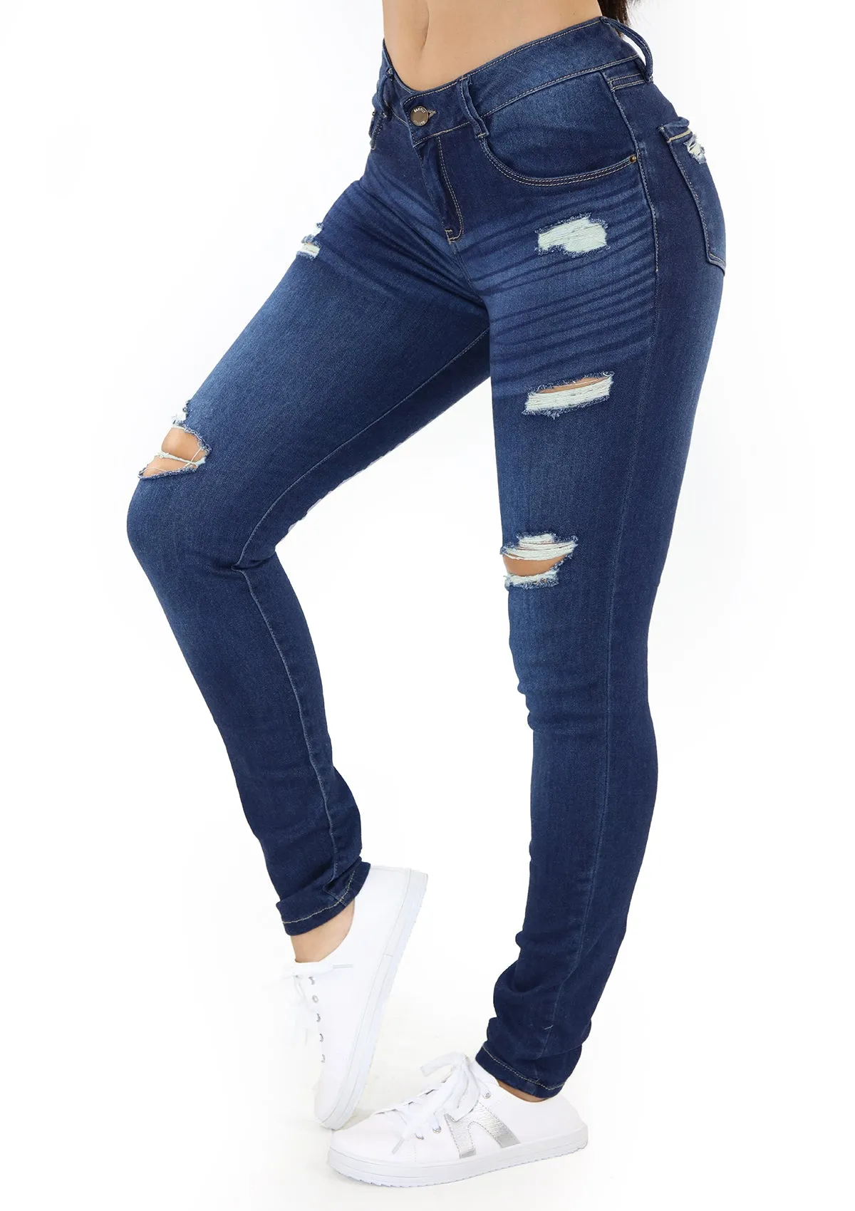 20346 Destroyed Bota Recta (Long) Jean by Maripily Rivera