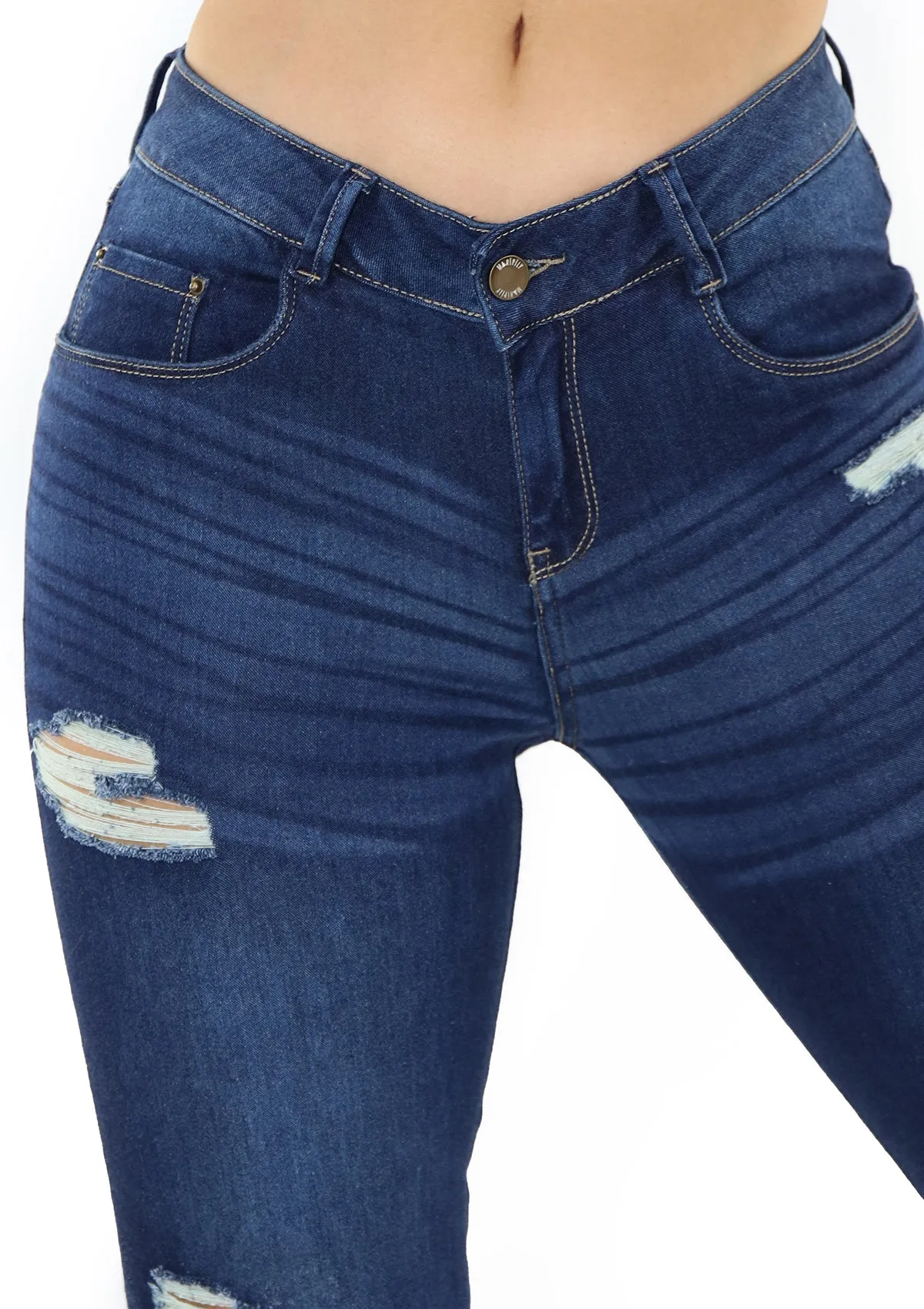 20346 Destroyed Bota Recta (Long) Jean by Maripily Rivera