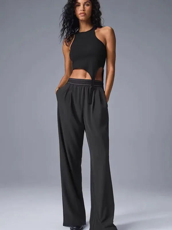 594A NUEVA LLEGA Mujeres Pantalones de yoga de cintura alta Pantalones de pierna recta Pantalones de fitness estacionados