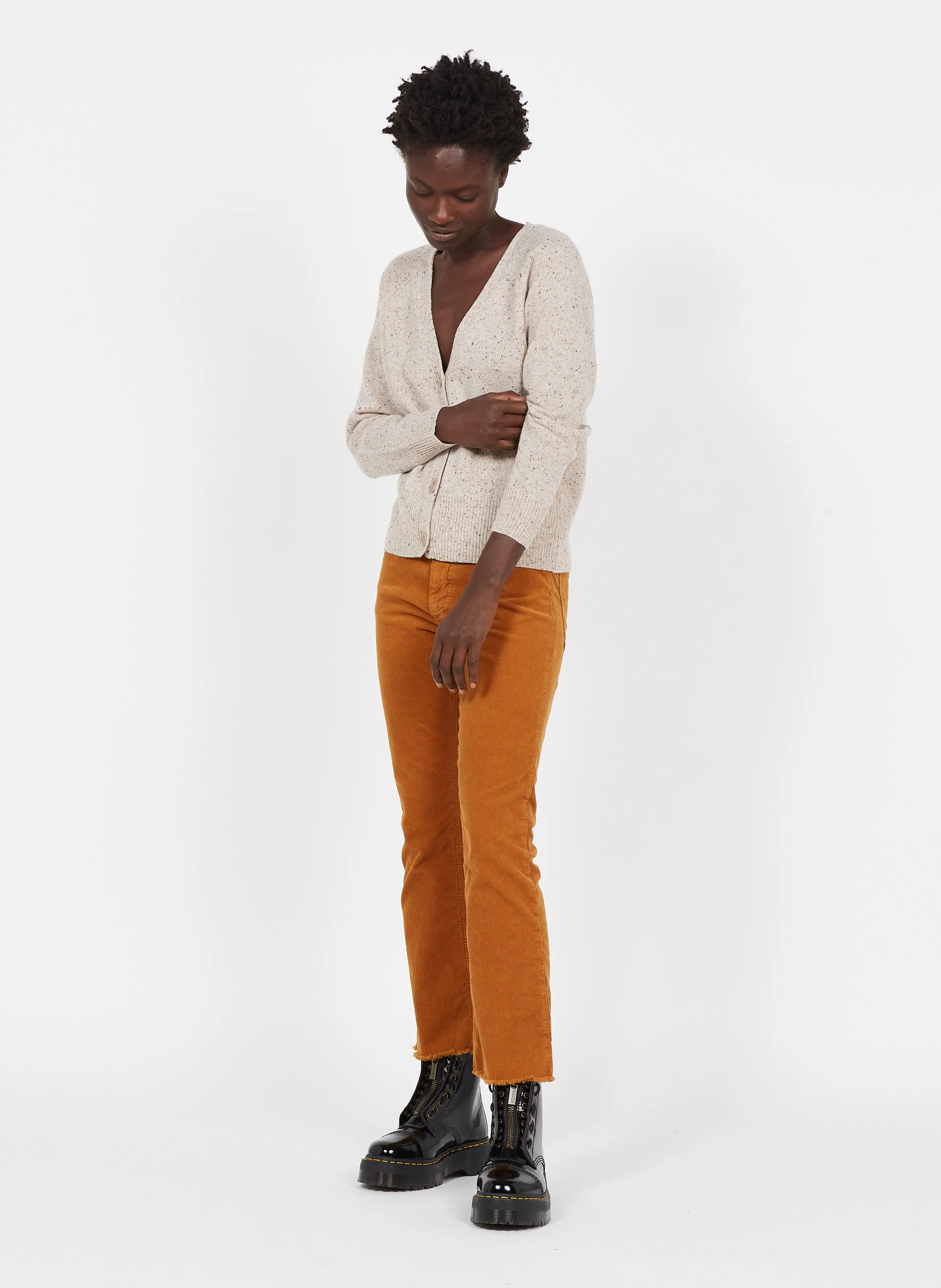 ACQUAVERDE Vaquero cropped slim de talle normal de pana en naranja