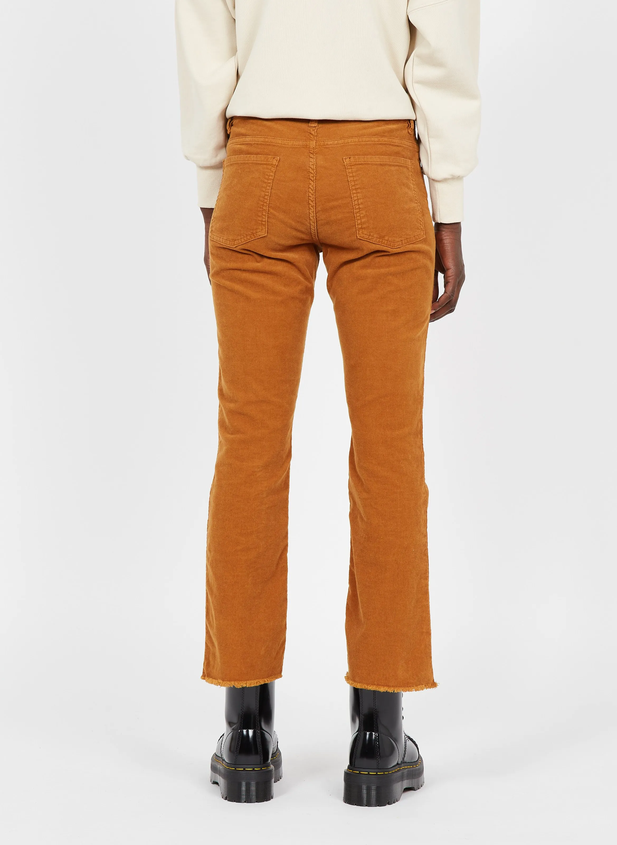 ACQUAVERDE Vaquero cropped slim de talle normal de pana en naranja