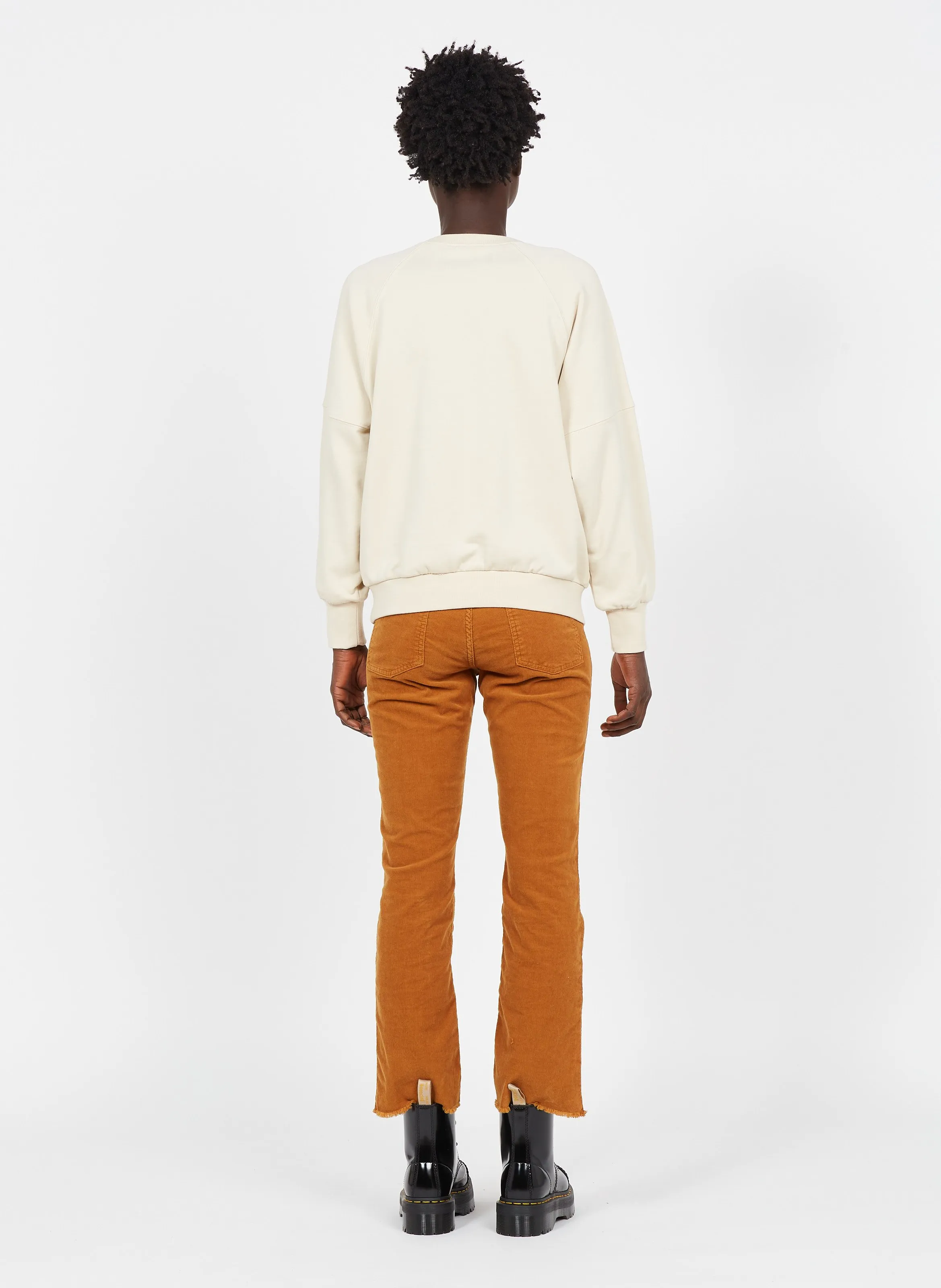 ACQUAVERDE Vaquero cropped slim de talle normal de pana en naranja