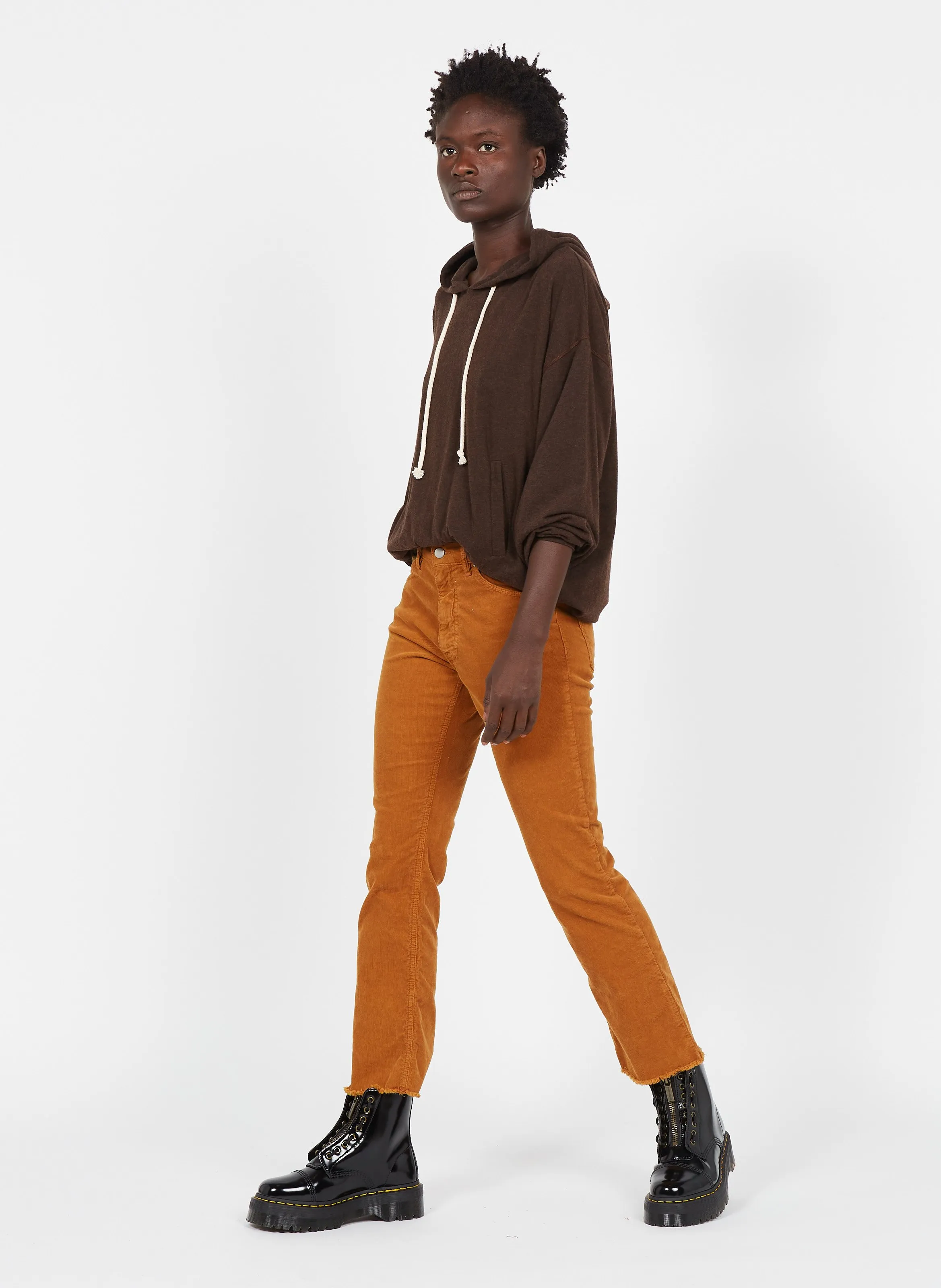 ACQUAVERDE Vaquero cropped slim de talle normal de pana en naranja