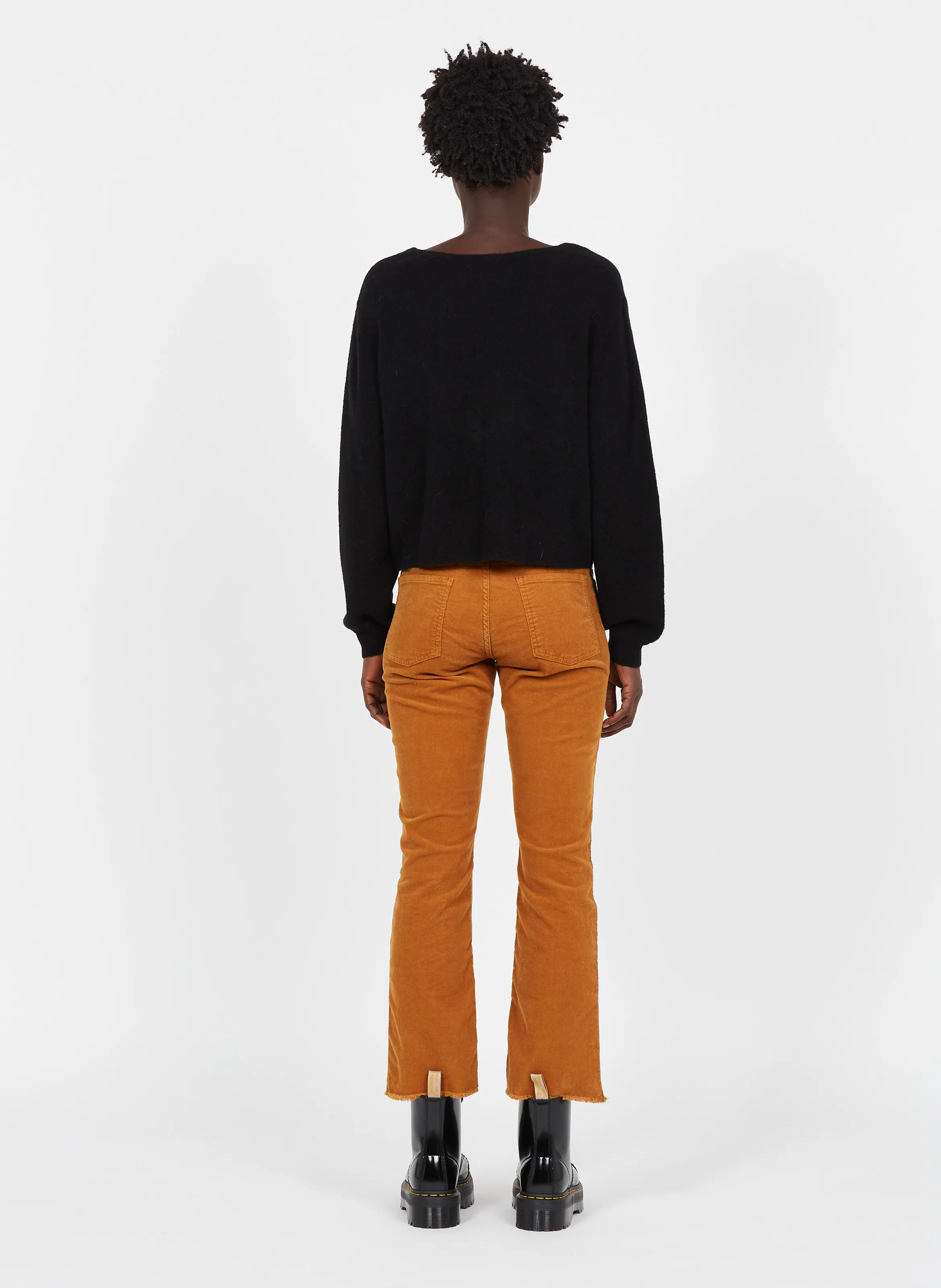 ACQUAVERDE Vaquero cropped slim de talle normal de pana en naranja