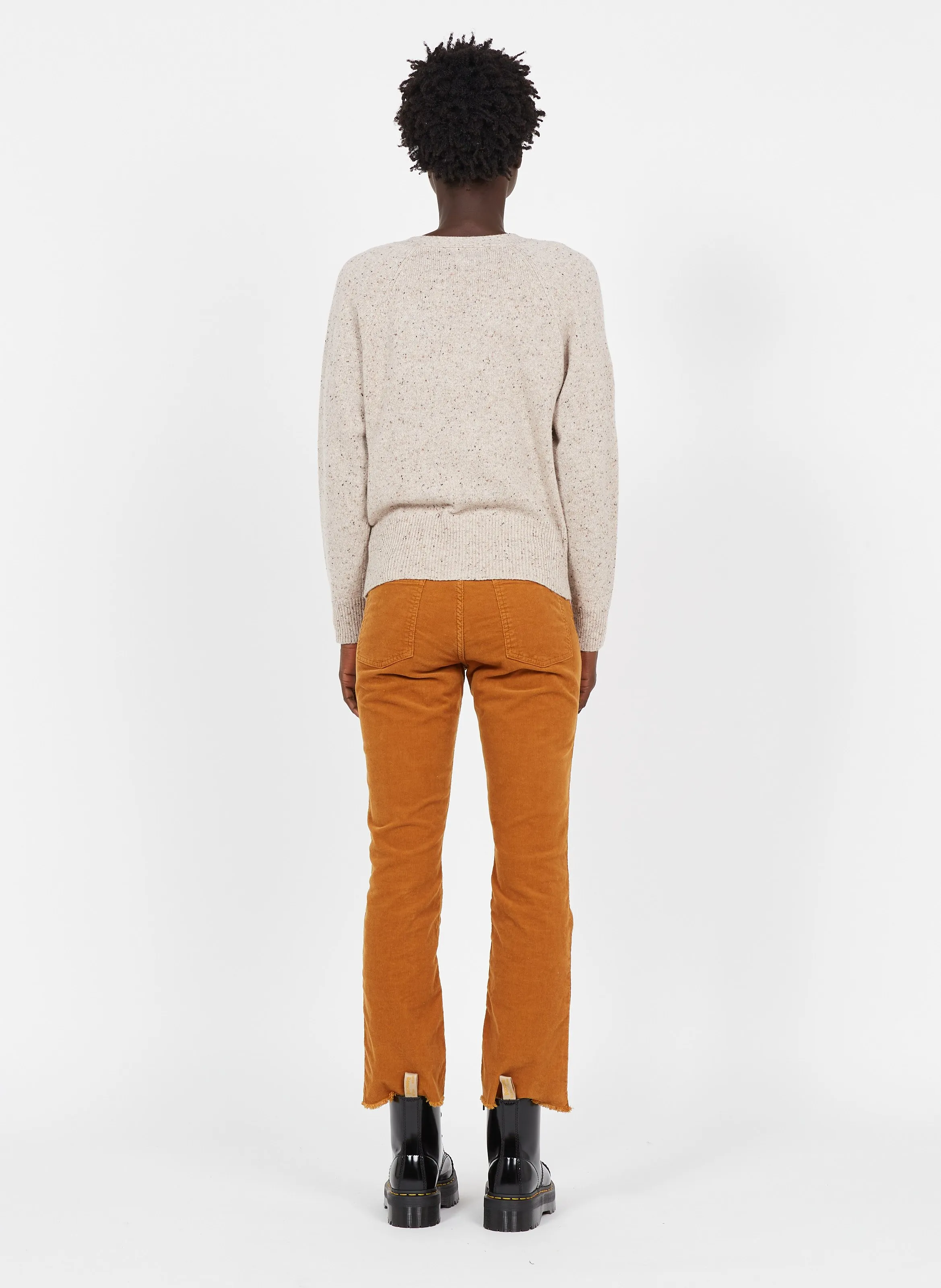 ACQUAVERDE Vaquero cropped slim de talle normal de pana en naranja