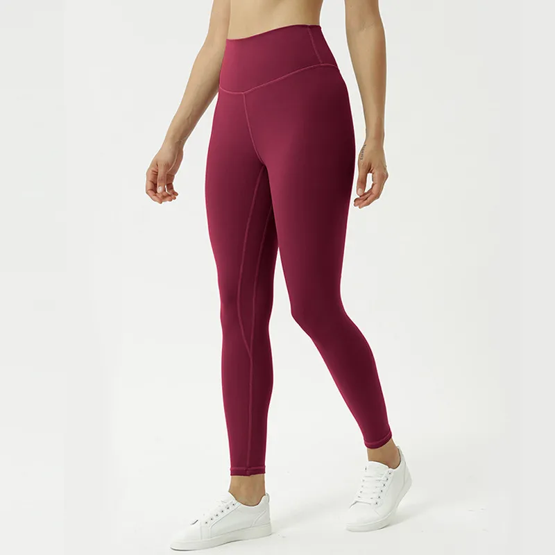 AL Pantalones deportivos de yoga 7/8 Leggings Airb de cintura alta Levantamiento de cadera de talle alto Elásticos ajustados Lín