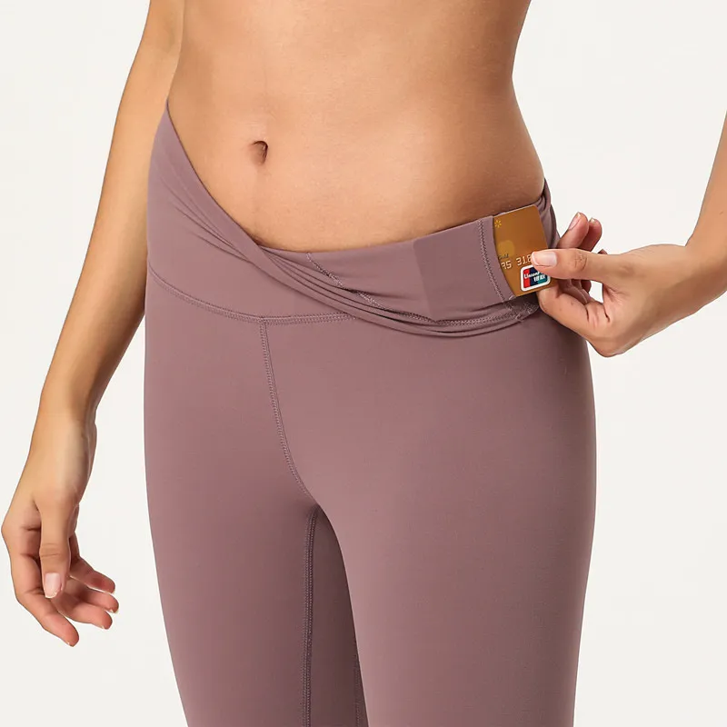 AL Pantalones deportivos de yoga 7/8 Leggings Airb de cintura alta Levantamiento de cadera de talle alto Elásticos ajustados Lín