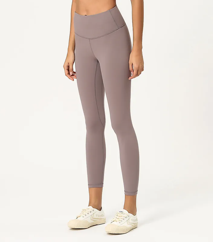 AL Pantalones deportivos de yoga 7/8 Leggings Airb de cintura alta Levantamiento de cadera de talle alto Elásticos ajustados Lín
