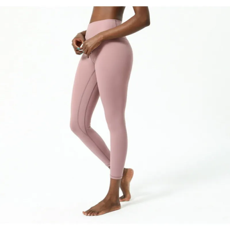 AL Pantalones deportivos de yoga 7/8 Leggings Airb de cintura alta Levantamiento de cadera de talle alto Elásticos ajustados Lín