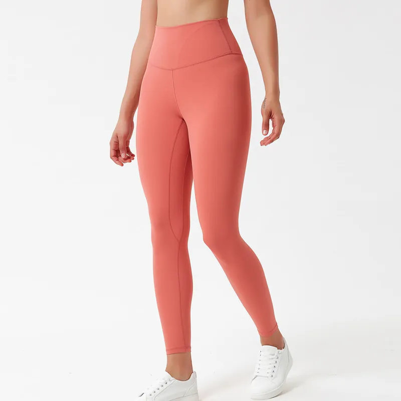 AL Pantalones deportivos de yoga 7/8 Leggings Airb de cintura alta Levantamiento de cadera de talle alto Elásticos ajustados Lín