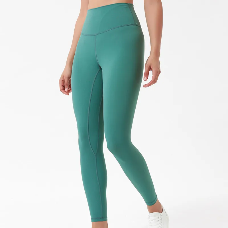 AL Pantalones deportivos de yoga 7/8 Leggings Airb de cintura alta Levantamiento de cadera de talle alto Elásticos ajustados Lín