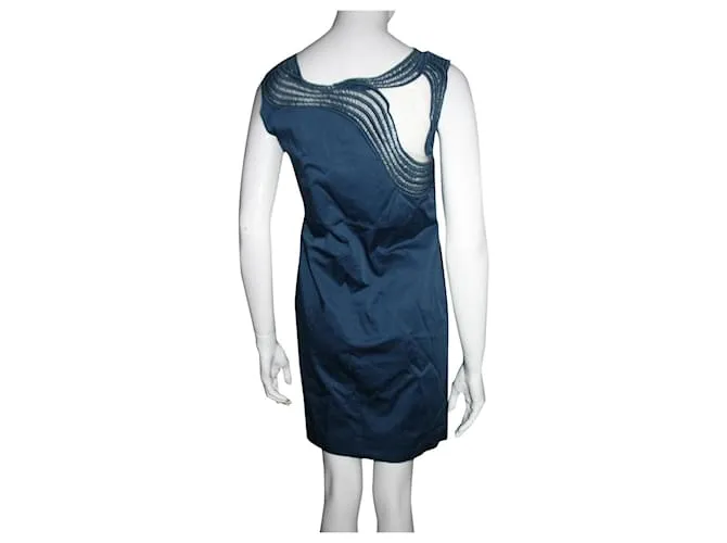 Alberta Ferretti Vestido con inserciones de encaje. Azul Turquesa 