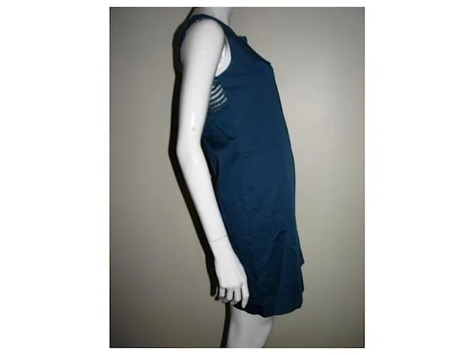 Alberta Ferretti Vestido con inserciones de encaje. Azul Turquesa 