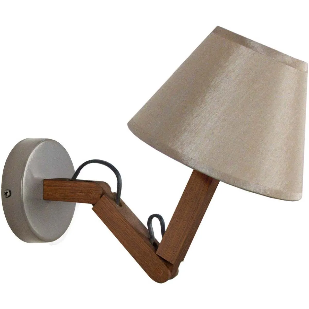Aplique redondo madera oscura y crema