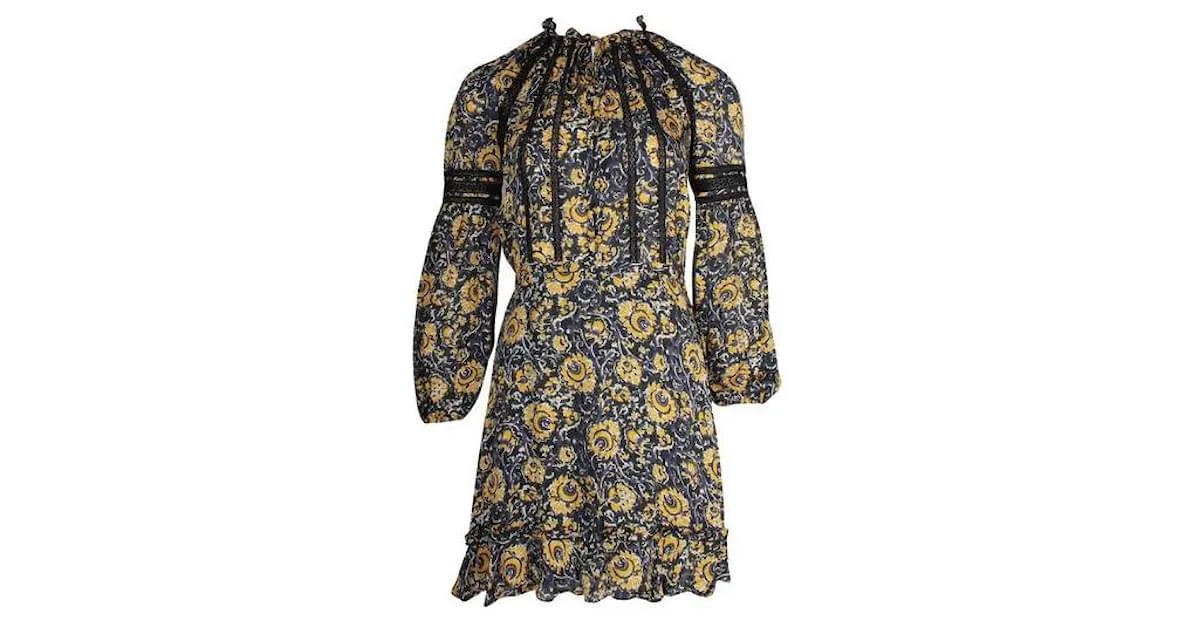 Autre Marque Vestido de seda multicolor con paneles de encaje de Veronica Beard 