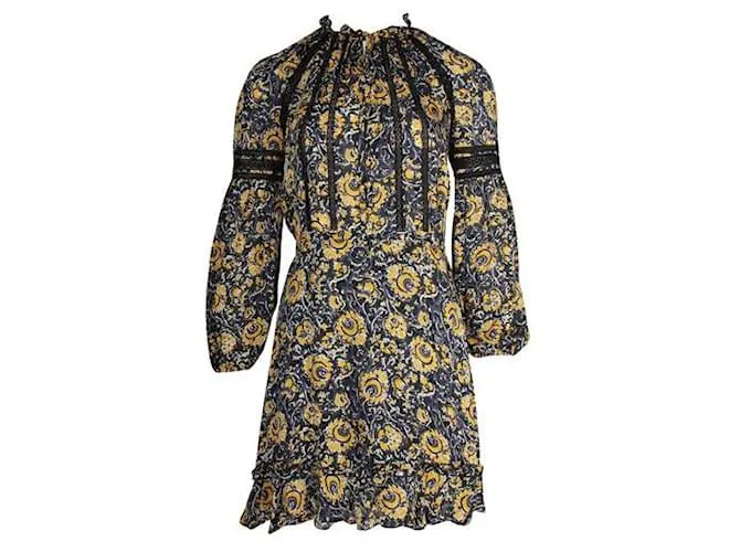 Autre Marque Vestido de seda multicolor con paneles de encaje de Veronica Beard 