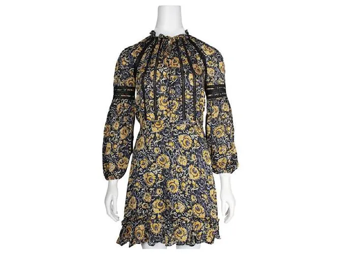 Autre Marque Vestido de seda multicolor con paneles de encaje de Veronica Beard 