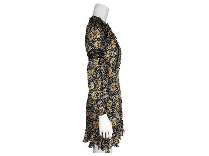 Autre Marque Vestido de seda multicolor con paneles de encaje de Veronica Beard 