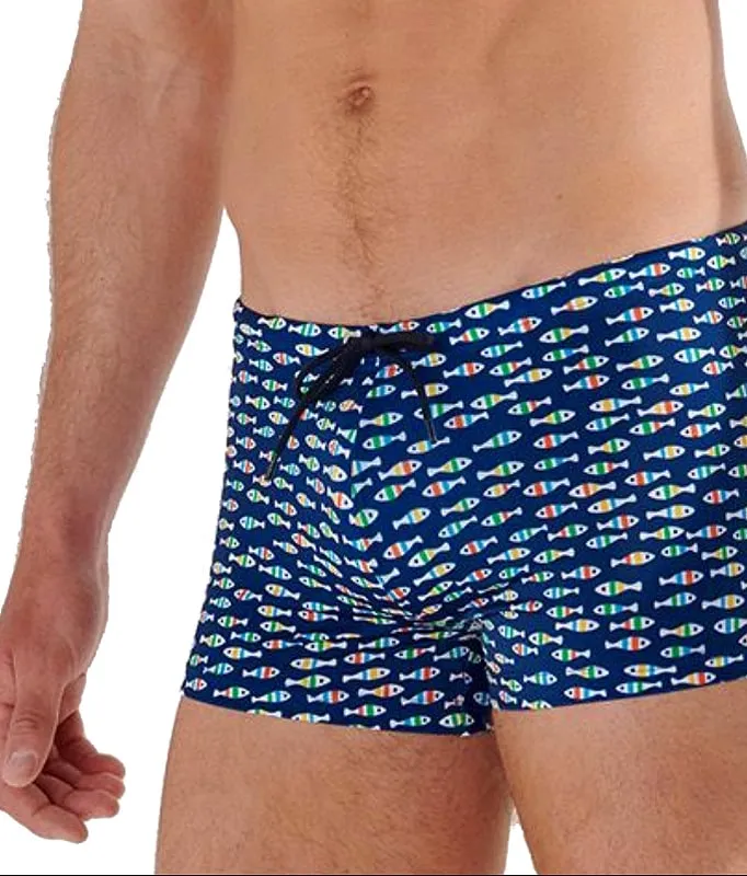 Bañador HOM mod. TROUVILLE ajustado y estampado con peces