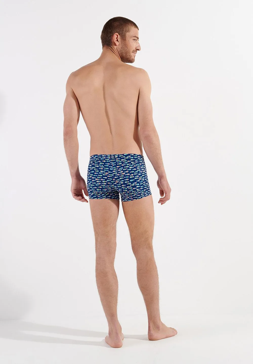 Bañador HOM mod. TROUVILLE ajustado y estampado con peces