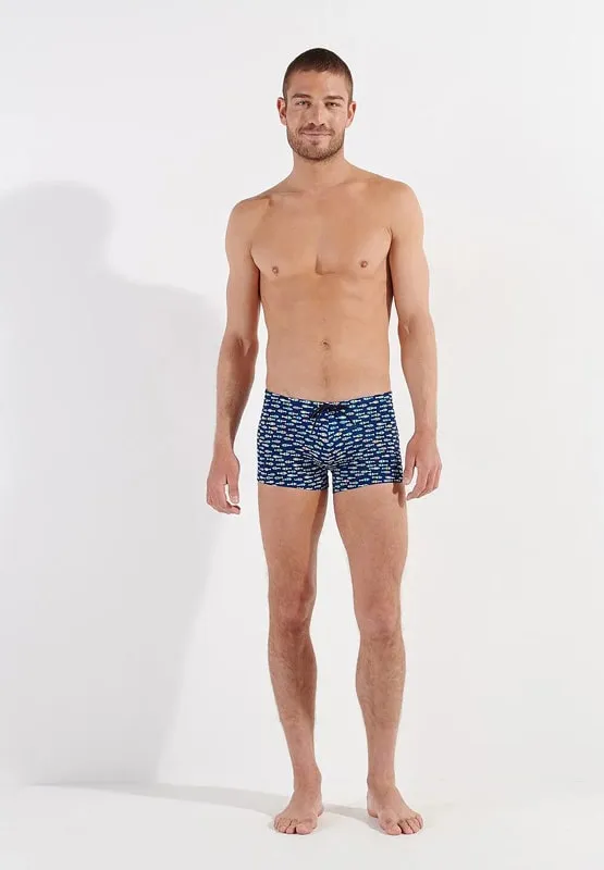 Bañador HOM mod. TROUVILLE ajustado y estampado con peces