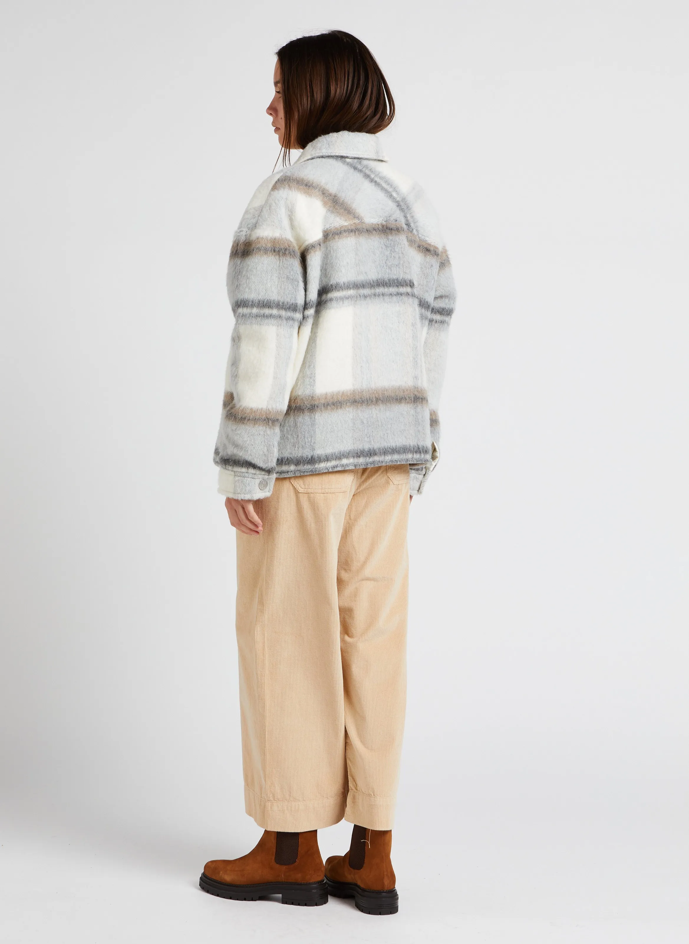 BERENICE JAKARTA  PANTALóN ANCHO DE MEZCLA DE ALGODóN DE TALLE ALTO EN BEIGE