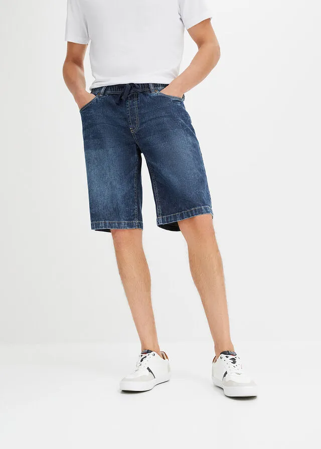 Bermuda con cinturilla elástica denim oscuro
