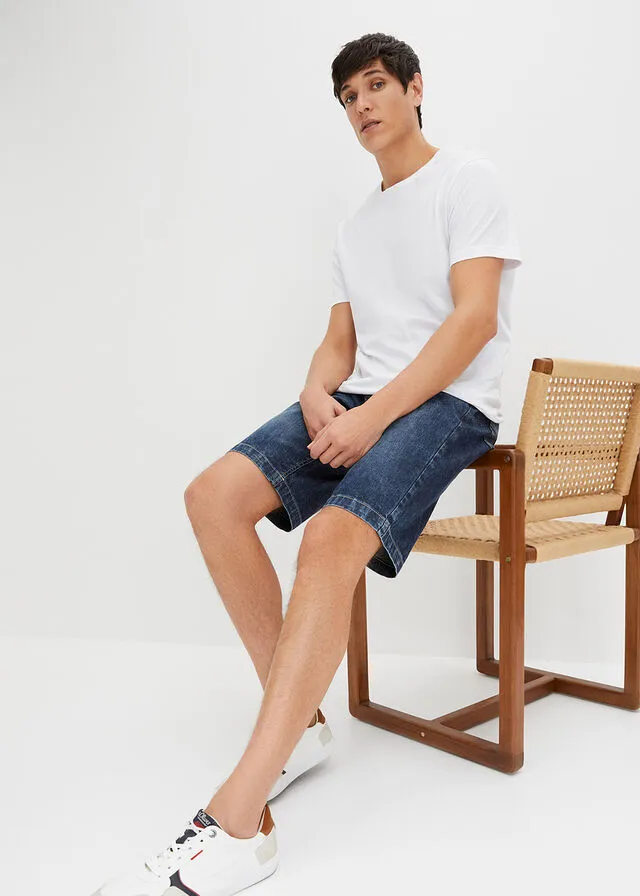 Bermuda con cinturilla elástica denim oscuro