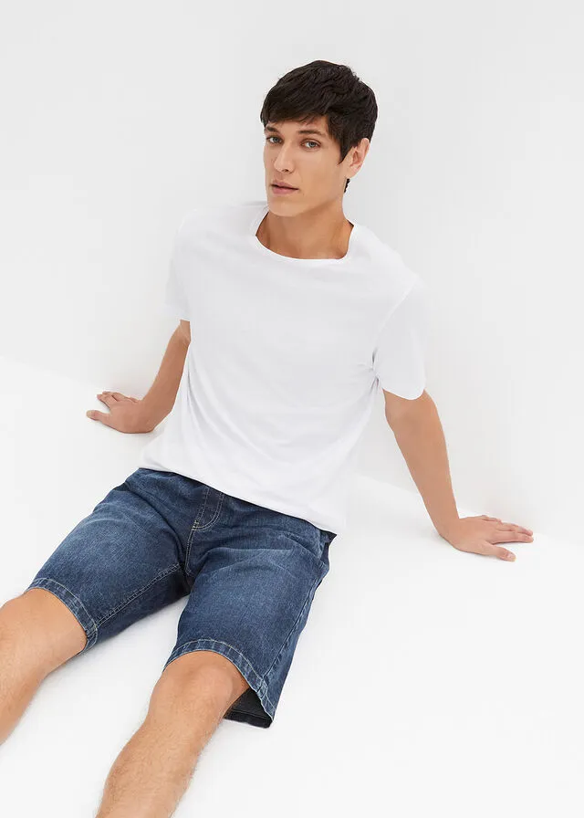 Bermuda con cinturilla elástica denim oscuro