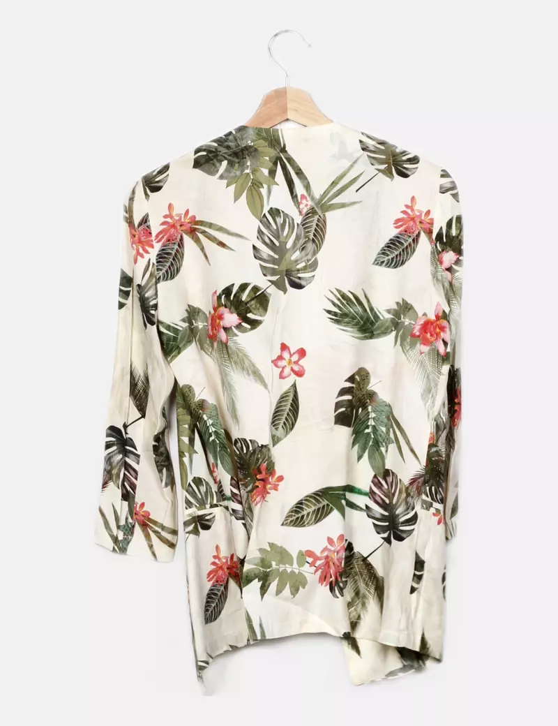Bershka Kimono beige estampado