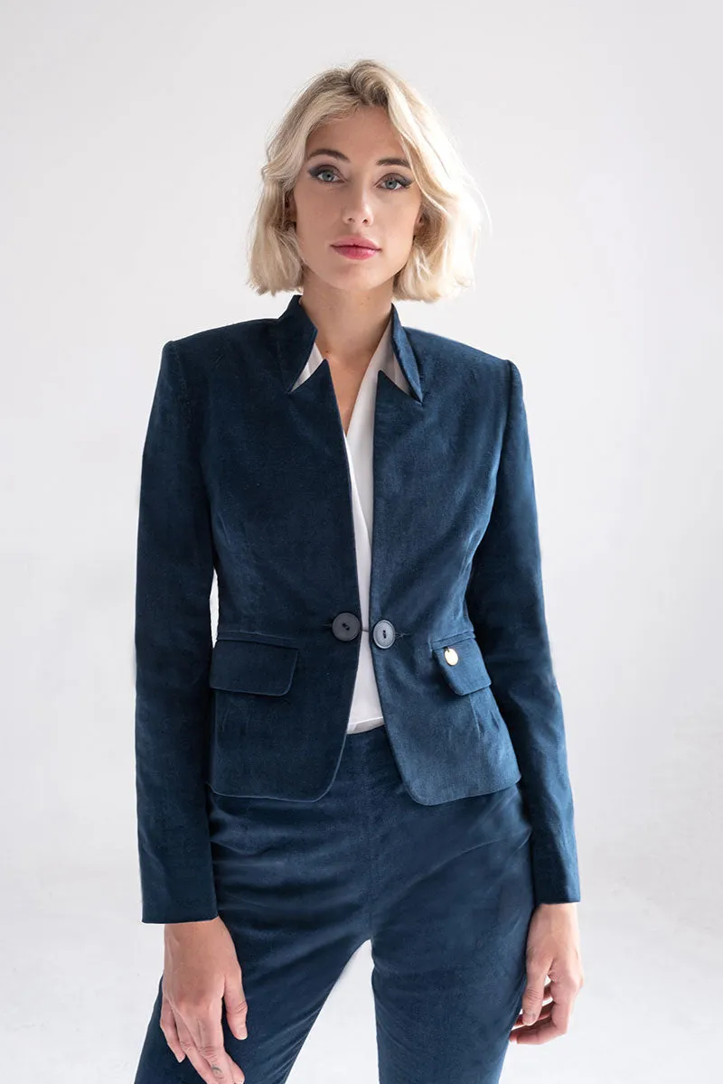 Blazer con solapa cerrada petroleo