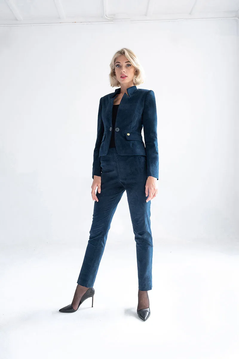 Blazer con solapa cerrada petroleo