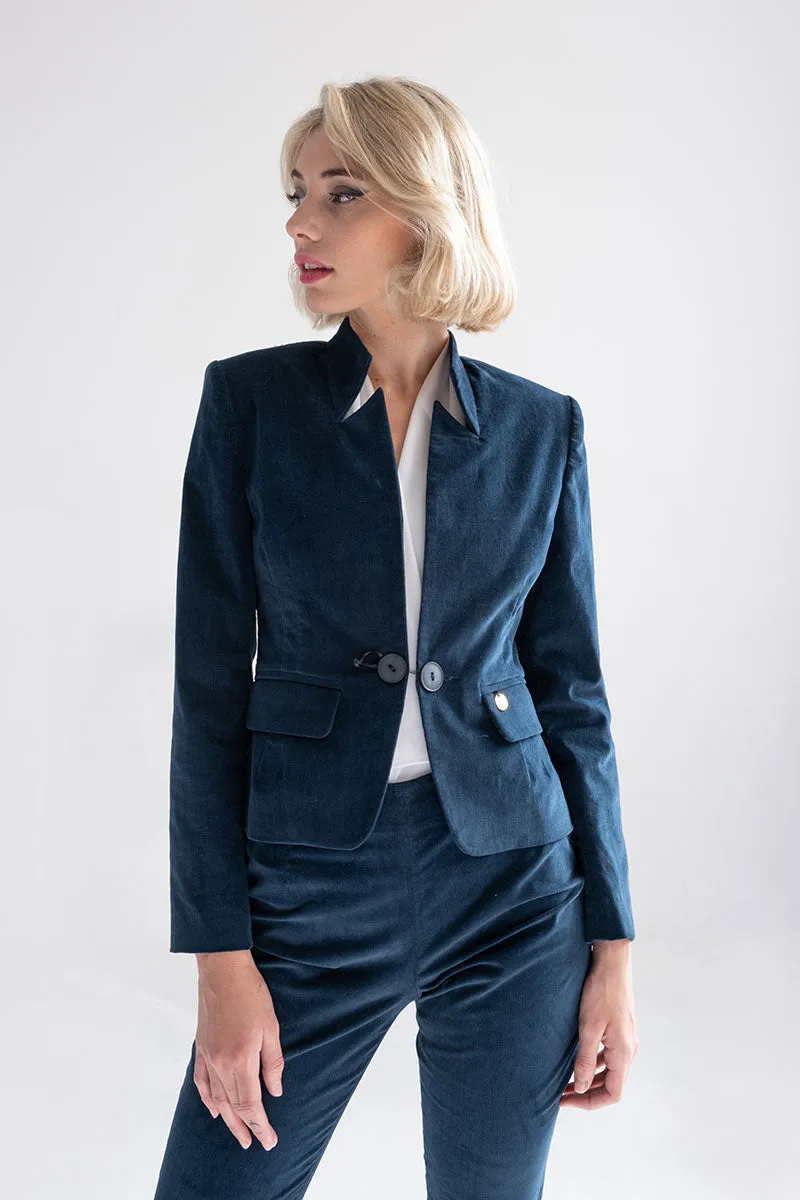 Blazer con solapa cerrada petroleo