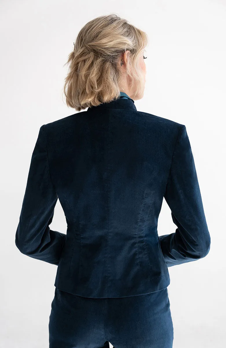 Blazer con solapa cerrada petroleo