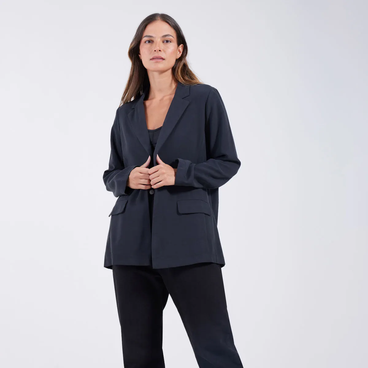 Blazer Desestructurado con Bolsillos de Tapa