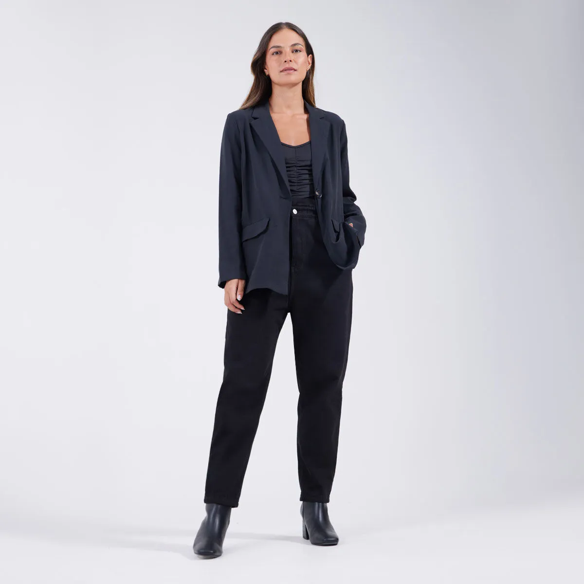 Blazer Desestructurado con Bolsillos de Tapa