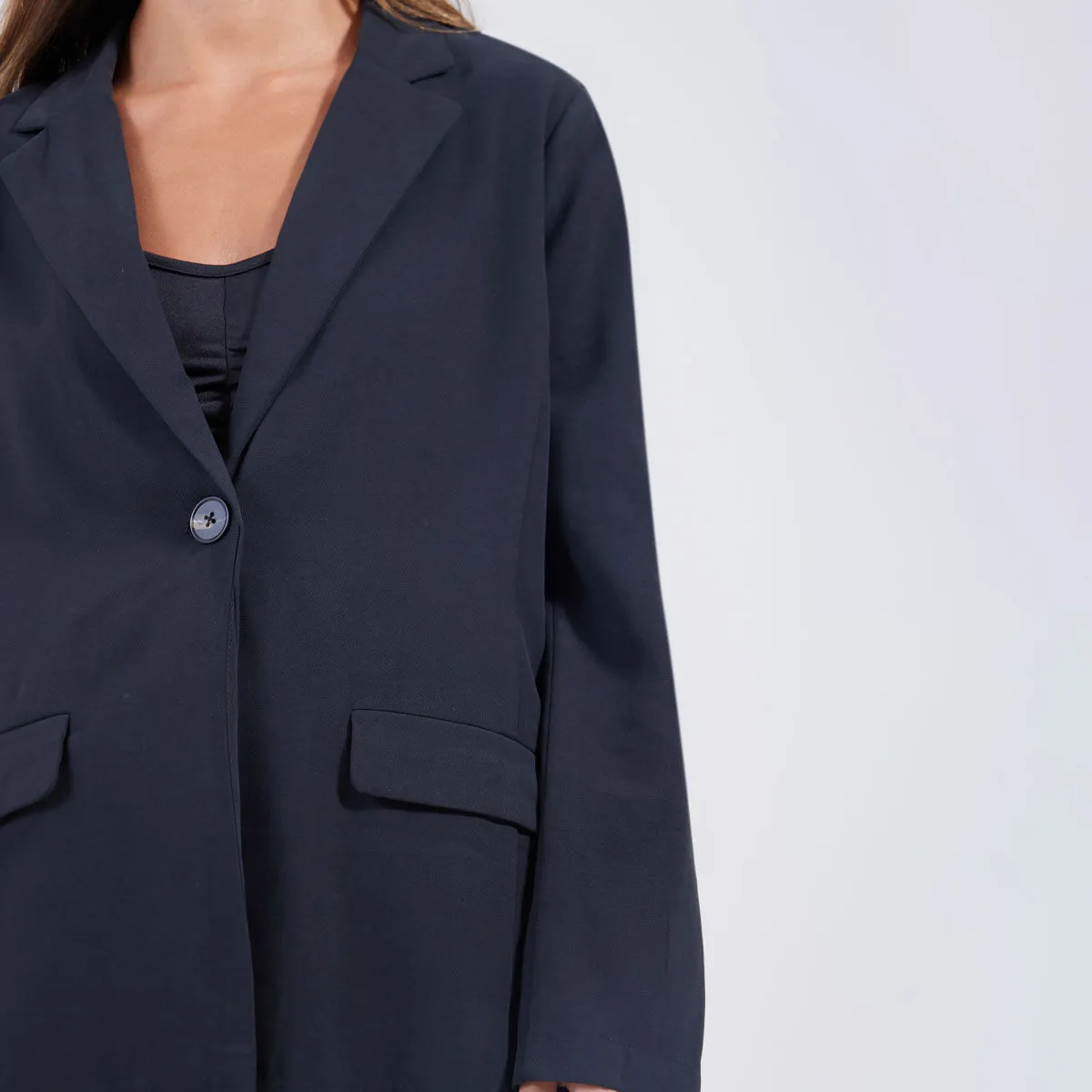 Blazer Desestructurado con Bolsillos de Tapa