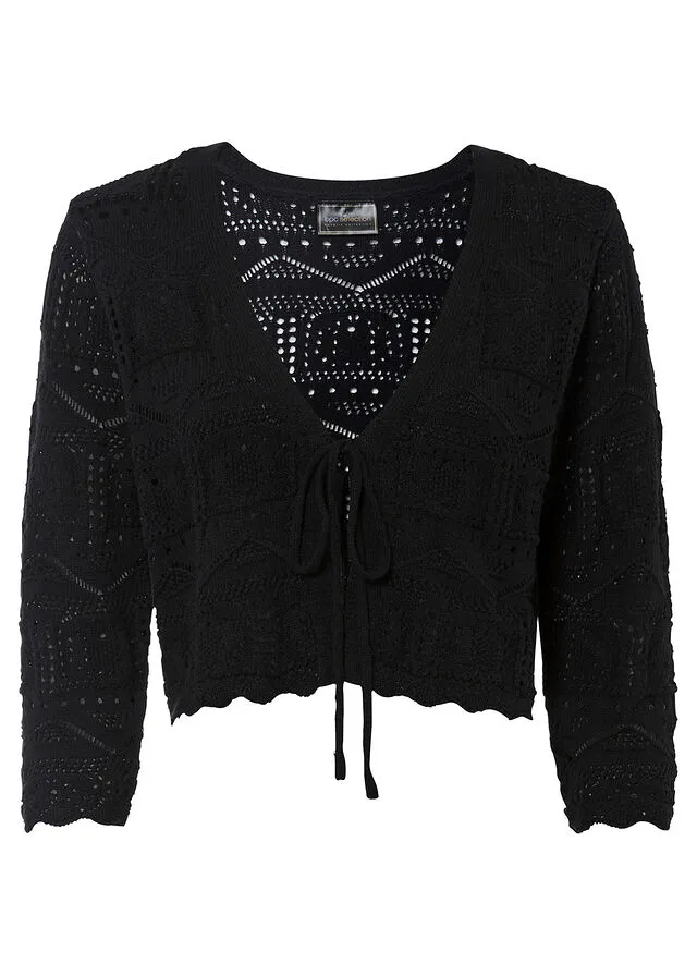 Bolero con punto ajour Negro