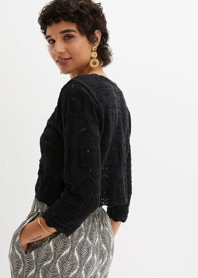 Bolero con punto ajour Negro