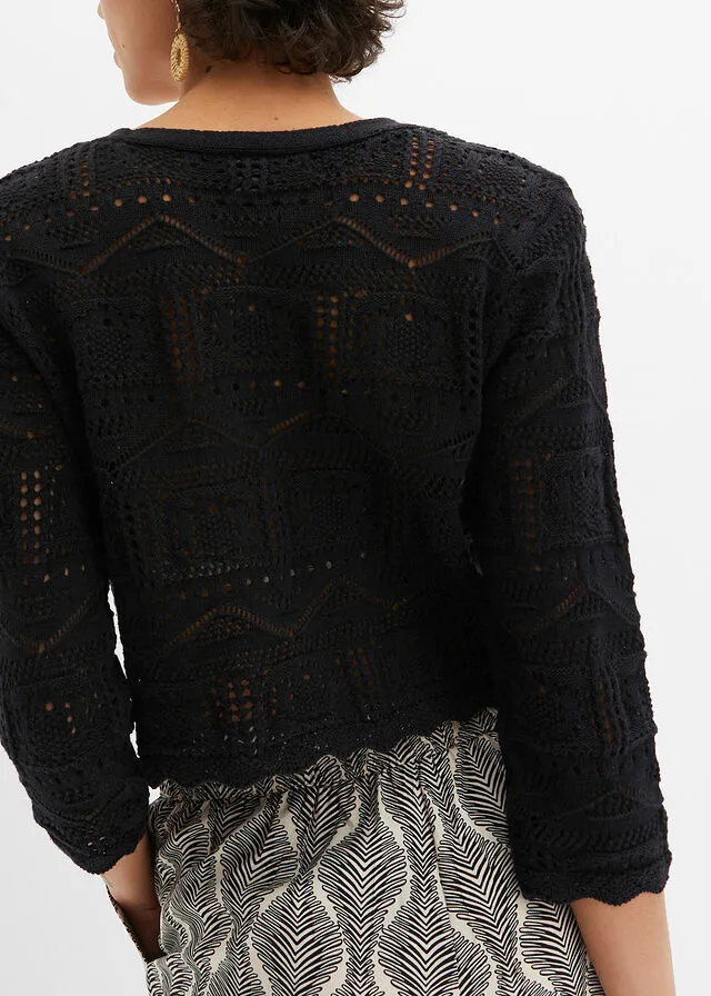 Bolero con punto ajour Negro