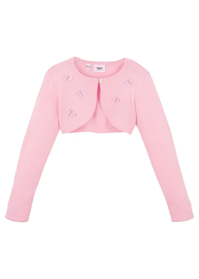Bolero de punto con mariposas Rosa
