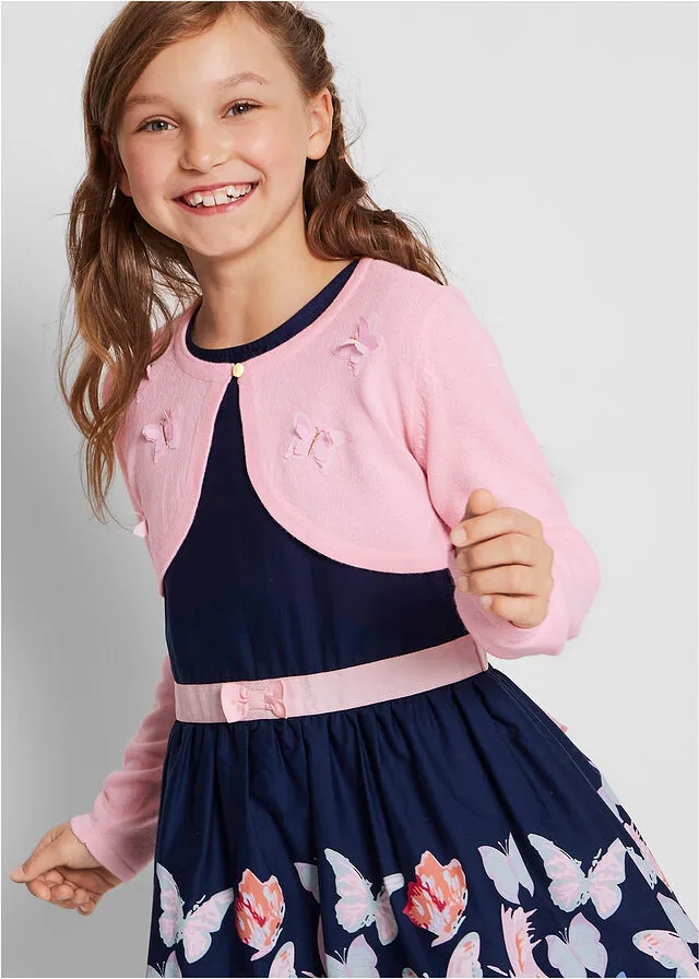 Bolero de punto con mariposas Rosa