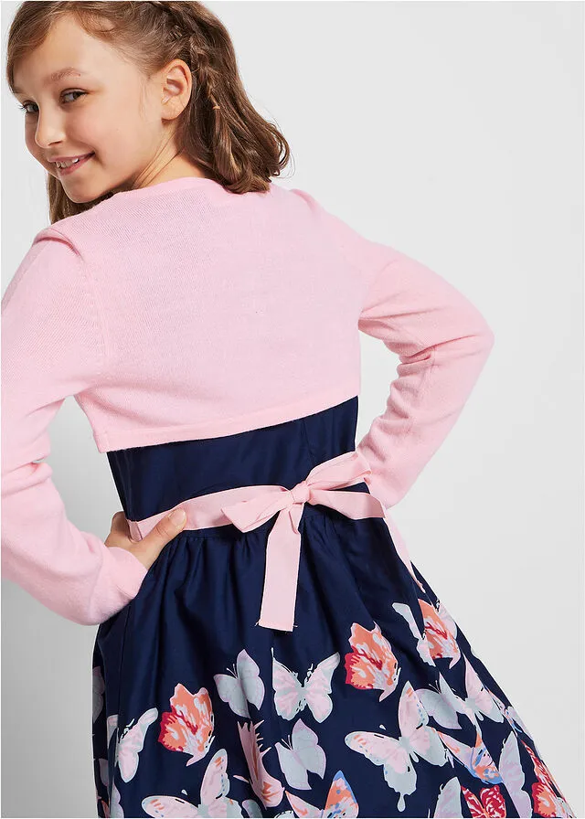 Bolero de punto con mariposas Rosa