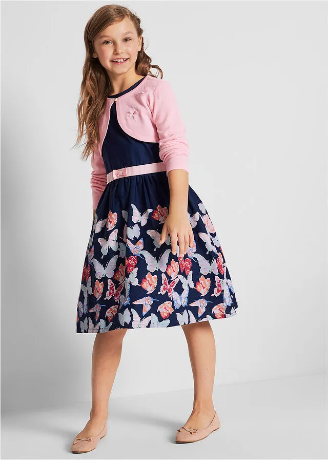 Bolero de punto con mariposas Rosa
