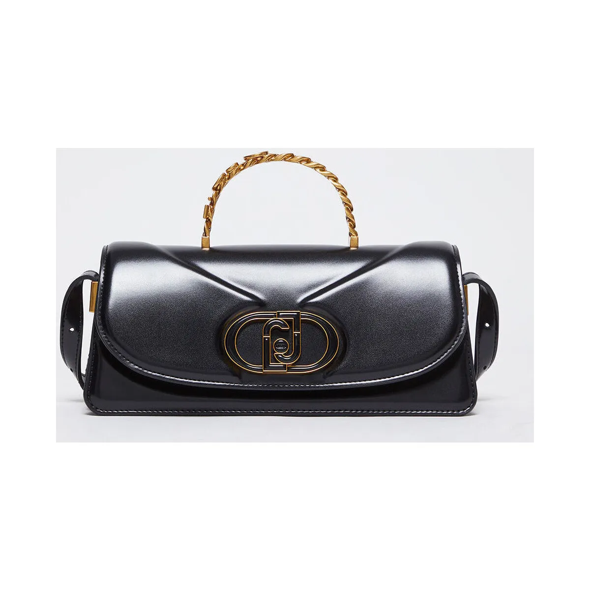 Bolso baguette negro con logotipo