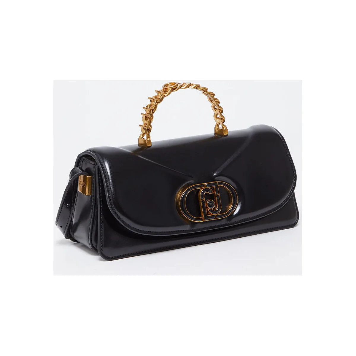 Bolso baguette negro con logotipo