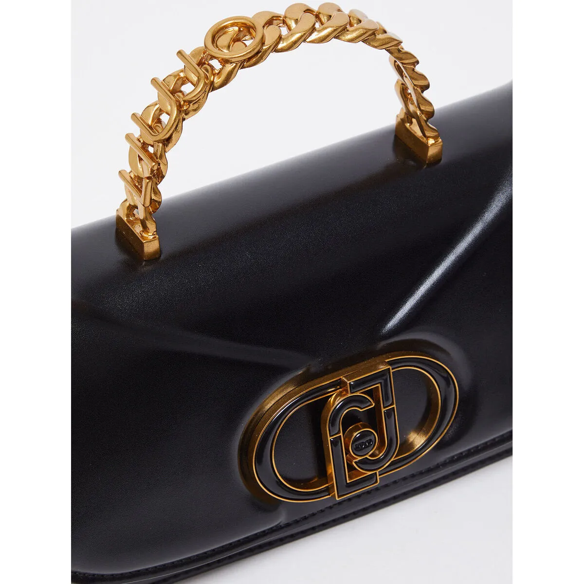 Bolso baguette negro con logotipo