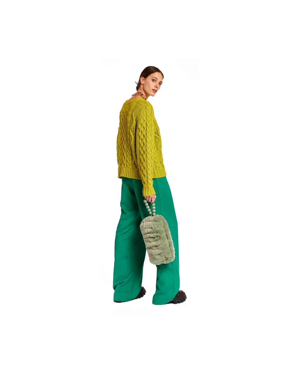 Bolso de noche piel sintética verde menta