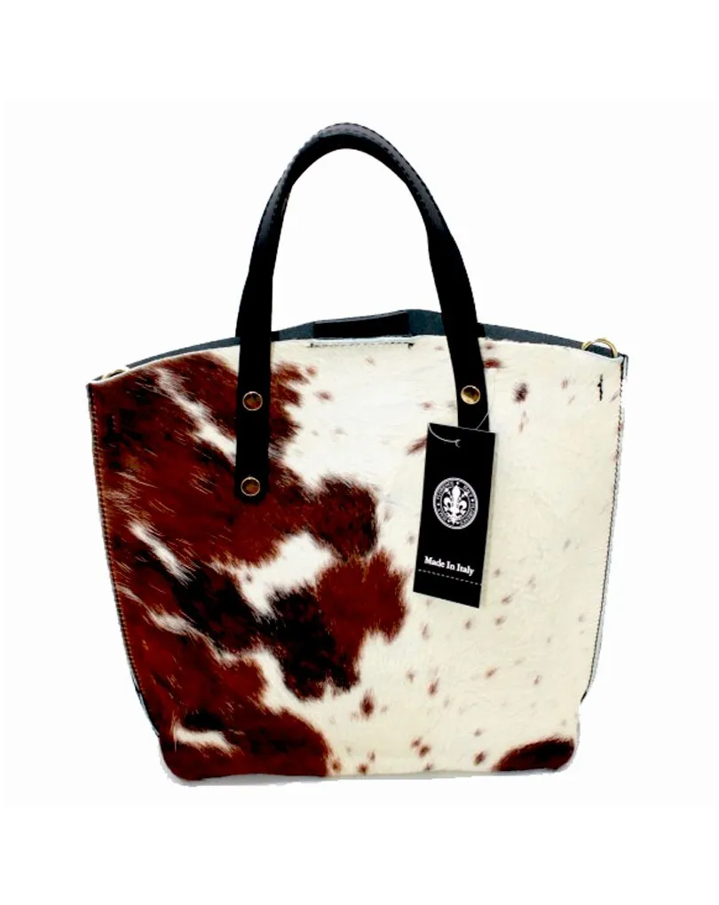 BOLSO PIEL MUJER PIEL DE POTRO VARIAS TEXTURA VACA BLANCA Y MARRON