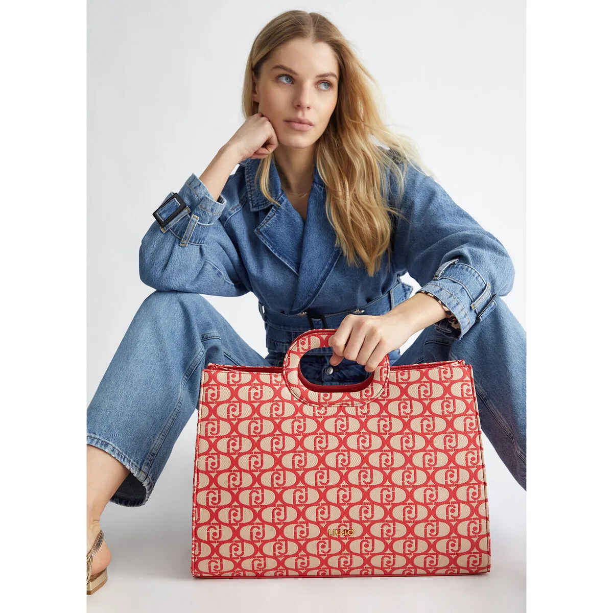 Bolso tote con jacquard logotipo